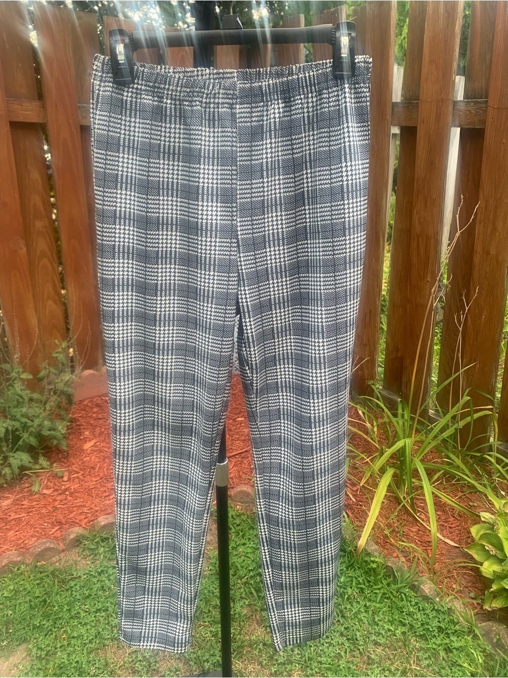 SHEIN Black & White Plaid High-Waist Leggings
